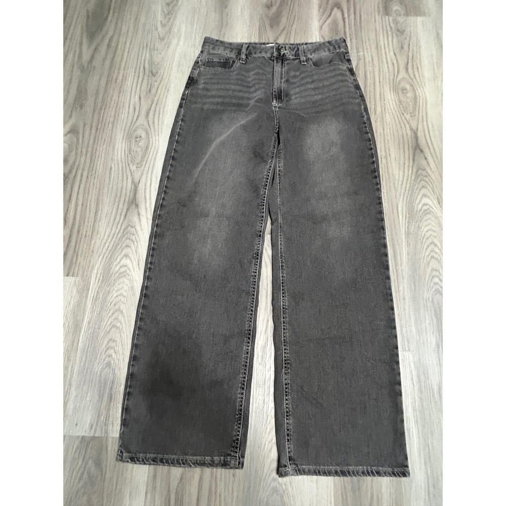 OAT New York Womens Cloud Luxe Wide Leg Denim Jeans Cotton 10 Faded Black Grey